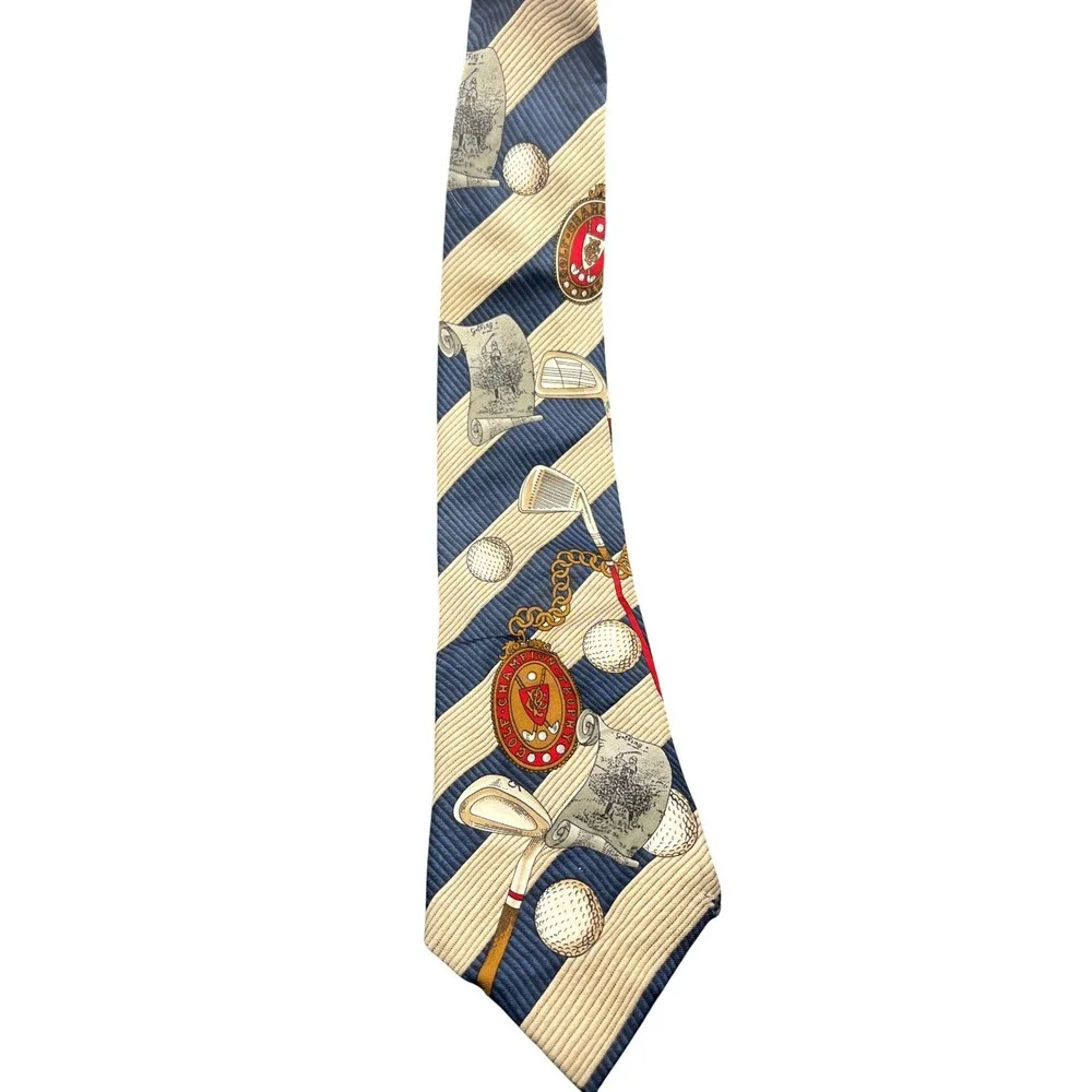 Spyglass Hill Golf‎ Theme Silk Necktie Stripe Golf Clubs Golf Balls 59